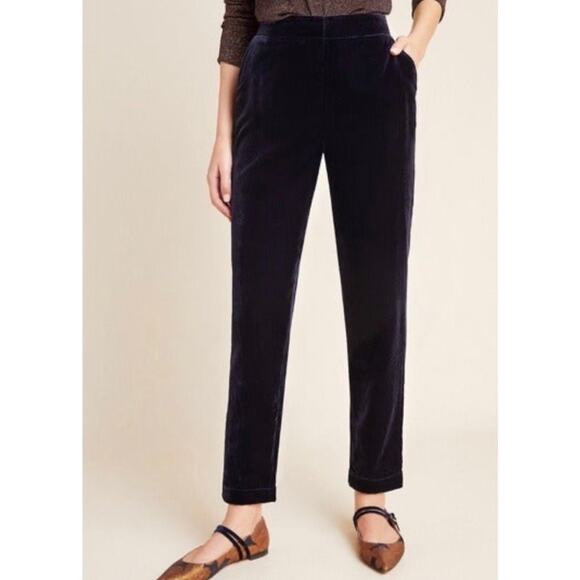 Kachel X Anthropologie Jenny Tapered Velvet Pants in Deep Navy, Size 4 - Picture 1 of 9
